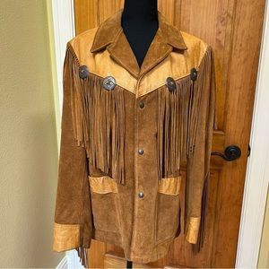 GUC Vintage Schott NYC Suede Fringed Western Jacket, Size 38